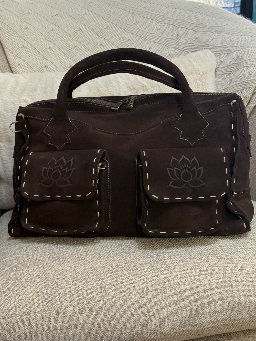 TYLIE MALIBU Y2K Suede Chocolate Brown Satchel Handbag 👜